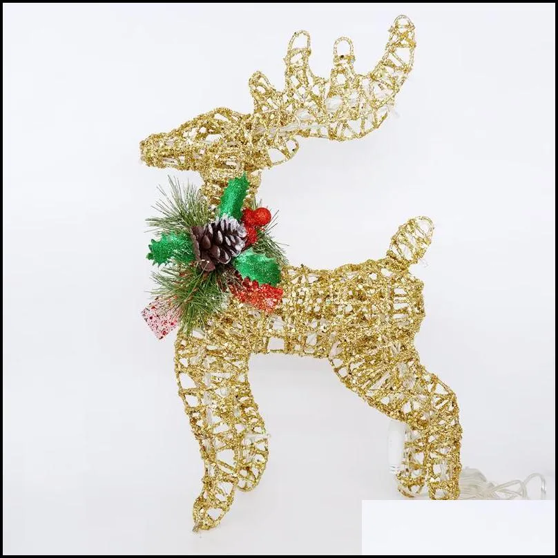 Christmas Decorations 2022 Year Decoration Ornaments Gold Deer Elk Led Light Tree Scene Room House Navidad Decor