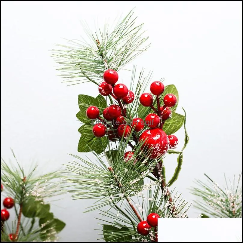decorative flowers christmas simulation berry artificial pine needles red berry flower branch shopwindow holiday decorations