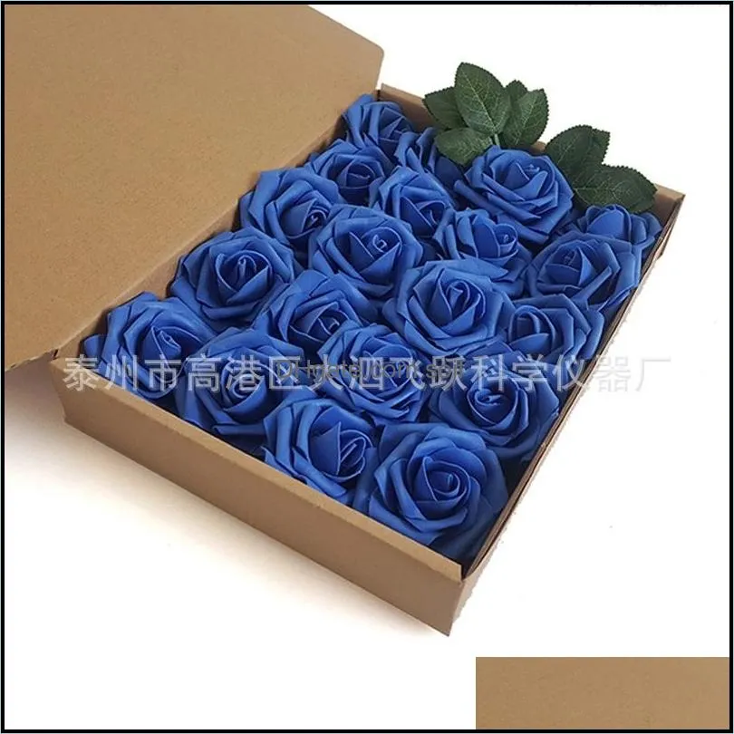 8cm artificial decorative flowers roses 25pcs real fake roses with stem for diy wedding bouquets home party christmas flower decoration