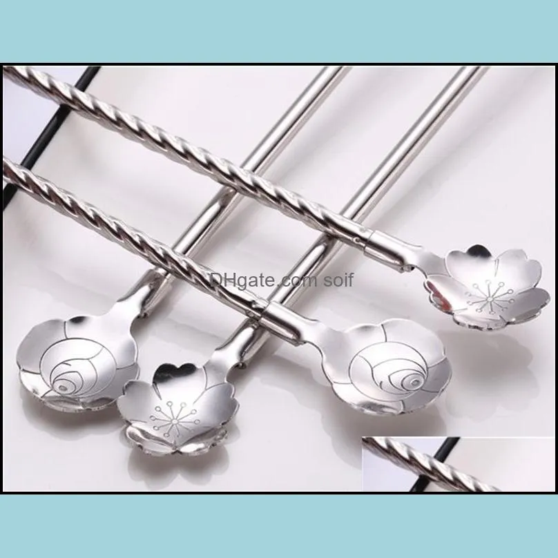 helical straw spoons 304 stainless steel flower mixing coffee spoon teaspoon for wedding party drinking metal 111 k2