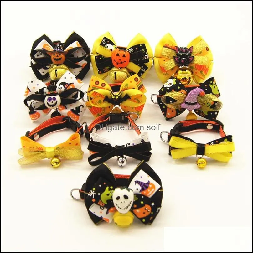 halloween doggy collars multi colors printing pattern dogs cats collar yellow black pet dog accessories