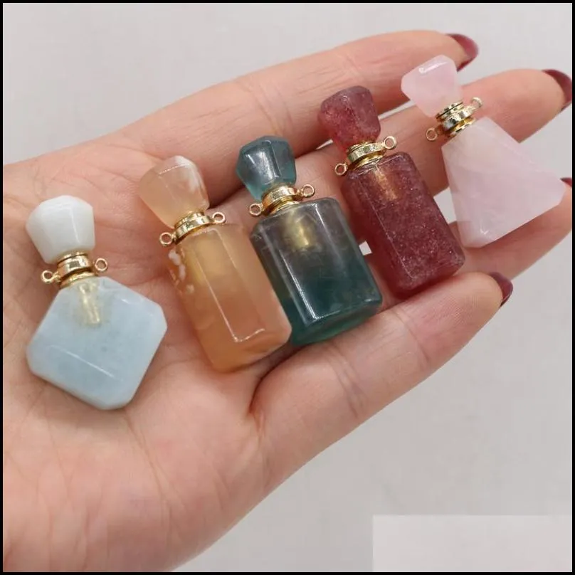 pendant necklaces natural stone perfume bottle twohole connection exquisite charms for jewelry making diy necklace bracelet