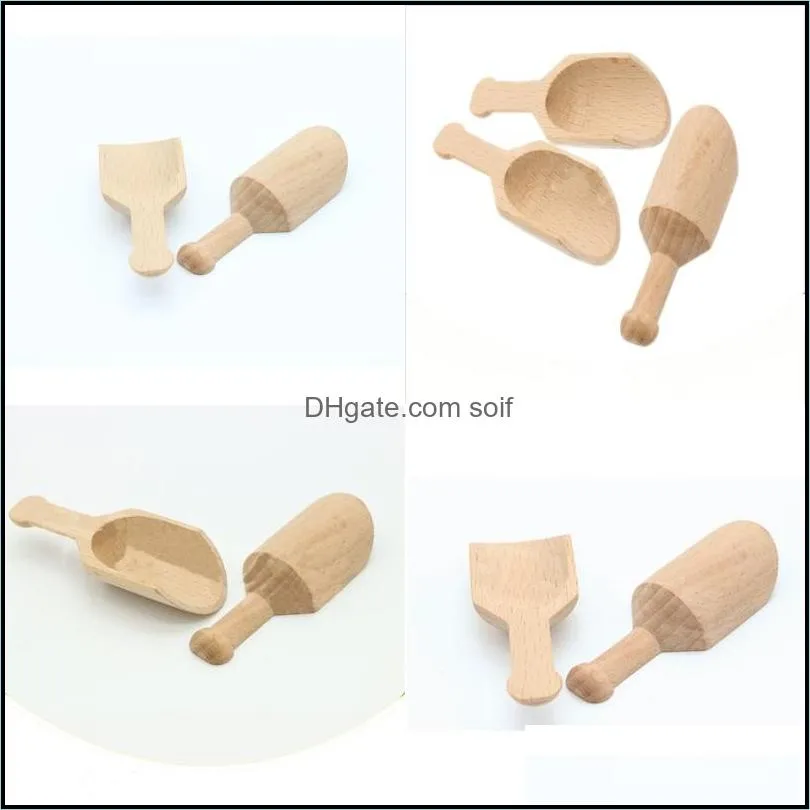 8cm woodiness short handle spoons bath salt coffee bean mini scoops home decorate kitchen ladle