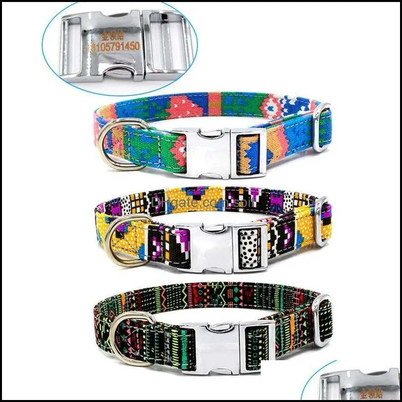 bohemia style dog collar with metal buckle prints pet collars fashion puppy cat necklace s m l size 10 8wn e1