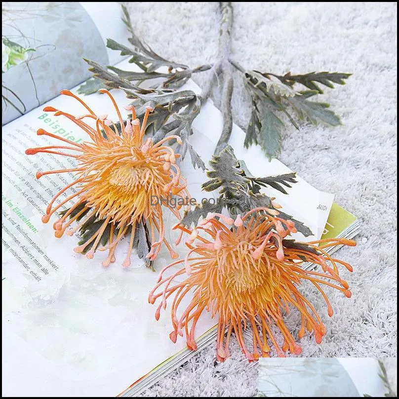 artificial decorative flowers short branch crab claw 2 fork pincushion christmas garland vase for home wedding decoration fake planting