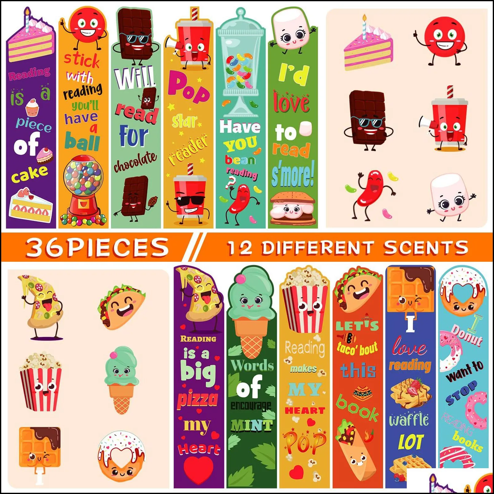 Bookmark Scented Bookmarks Fruit Scratch And Sniff Fun Book Marks Classroom Colorf Chocolate Popcorn Donut Dessert For Kids Te Brhome