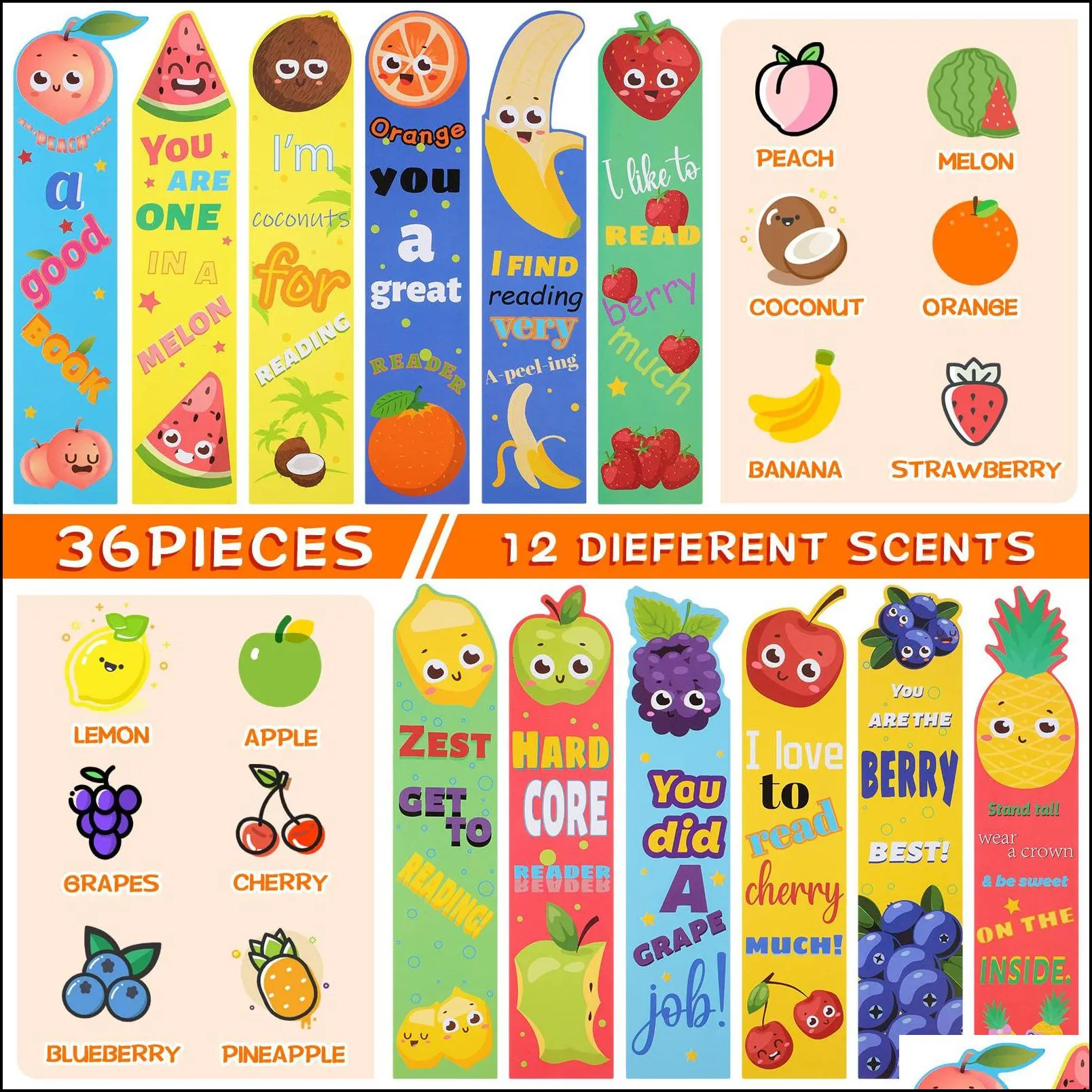 Bookmark Scratch And Sniff Fruit Scented Bookmarks Classroom Fun For Kids Girls Boys Teen School Student 12 Styles Drop Deliver Brhome