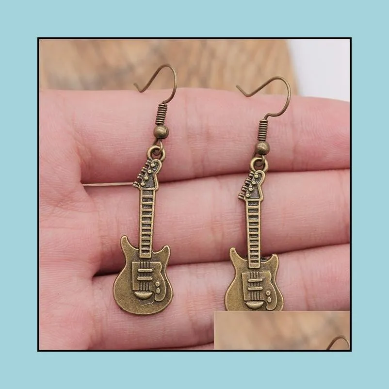 charm musical jewelry earrings musical note microphone drum guitar violin shaped dangle drop earrings for girls women