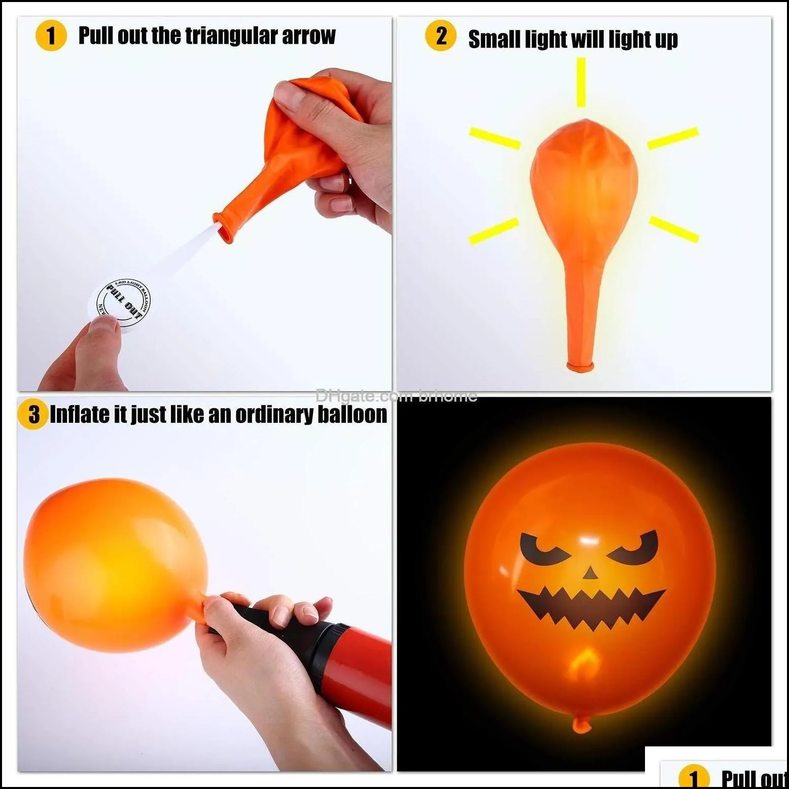 Party Decoration Halloween Light Up Round Balloons 12 Inch Decorations For Supplies Lights 1224 Hours 6 Style Drop Delivery 202 Brhome