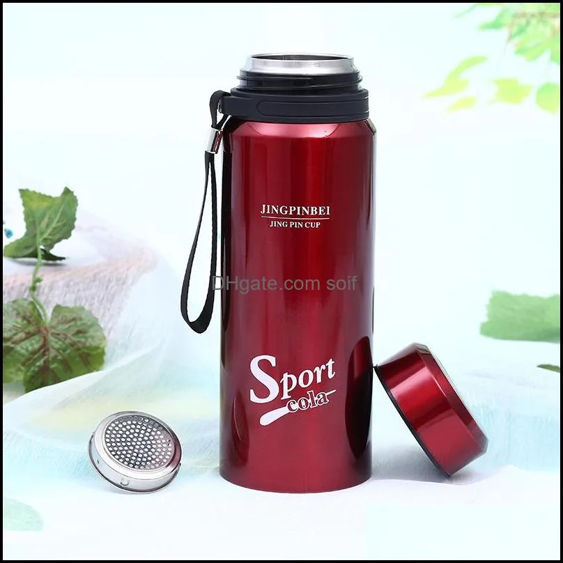 portable outdoor travel sports tumbler high grade stainless steel vacuum cup fashion vehicle water bottle with filter 18 6nj ww