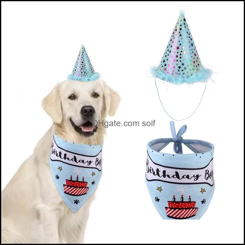 pet cat dog apparel happy birthday headwear hat saliva towel bib party costume pets celebration suit clothes 16 g2