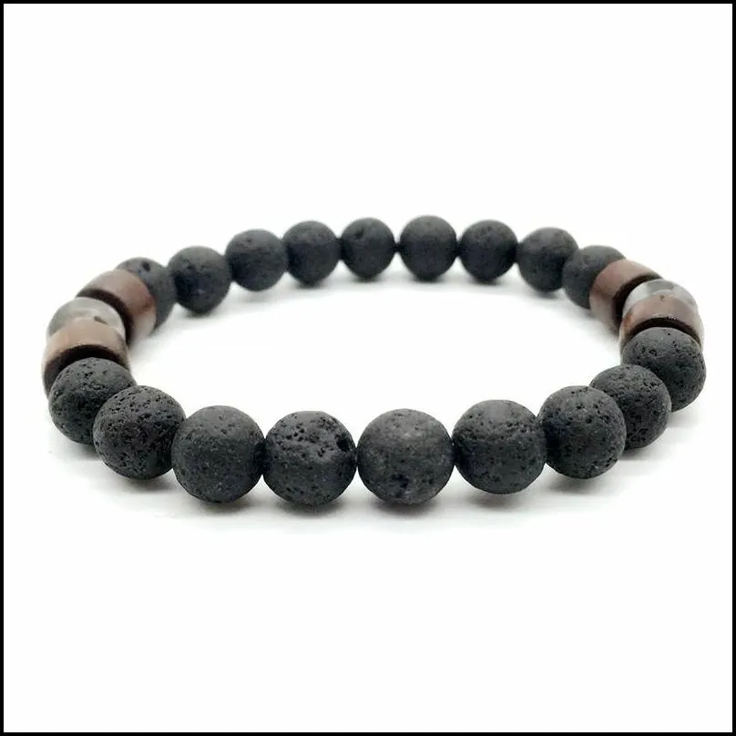 mens lava rock essential oil diffuser bracelets for women natural stone magnetic wooden beads charm bracelets diy fashion jewelry in