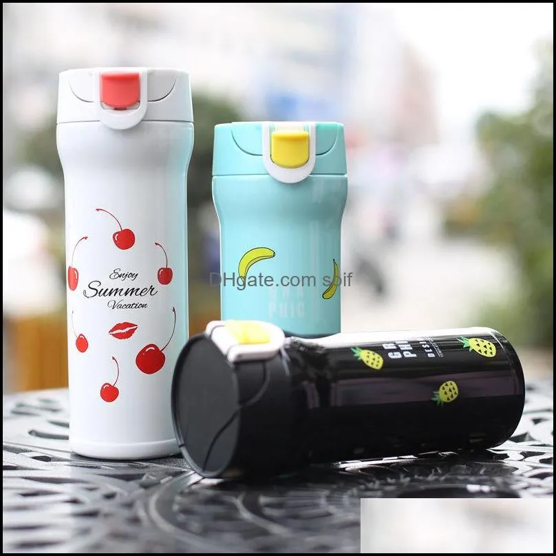 cute fruit thermal cup high grade stainless steel tumbler portable home vehicle girl gift water bottle 20bm ww