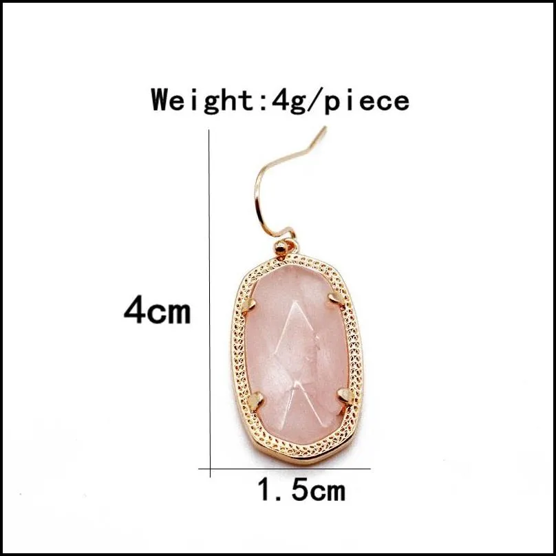  shipping geometric natural stones faceted pink abalone cute earrings for women wholesale copper material trendy party earrings