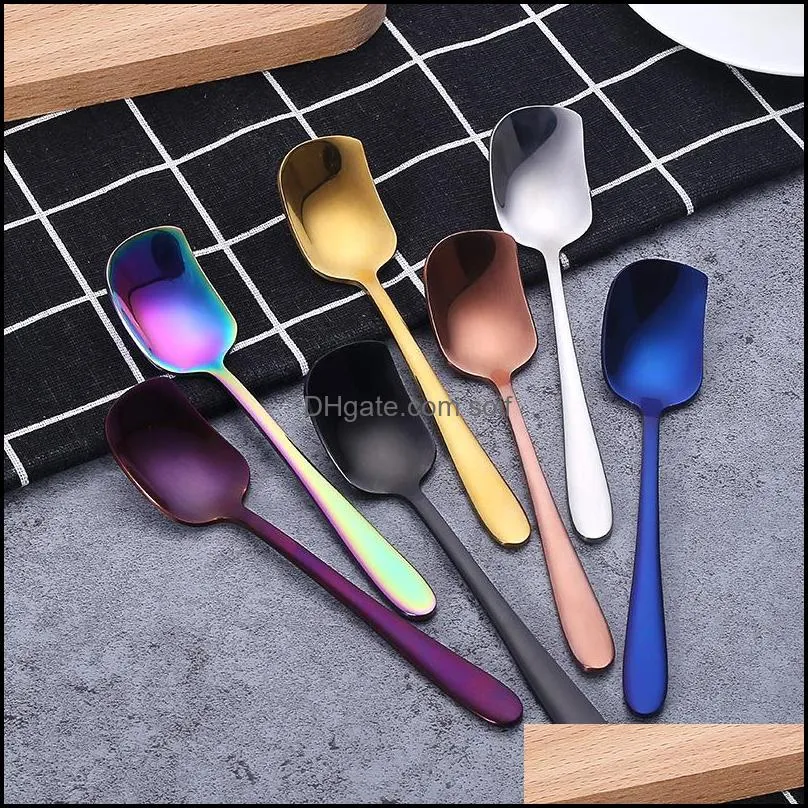 fashion stainless steel ice cream handle spoon shiny colorful drinking spoons western flatware kitchen gadge 4 5xc e1