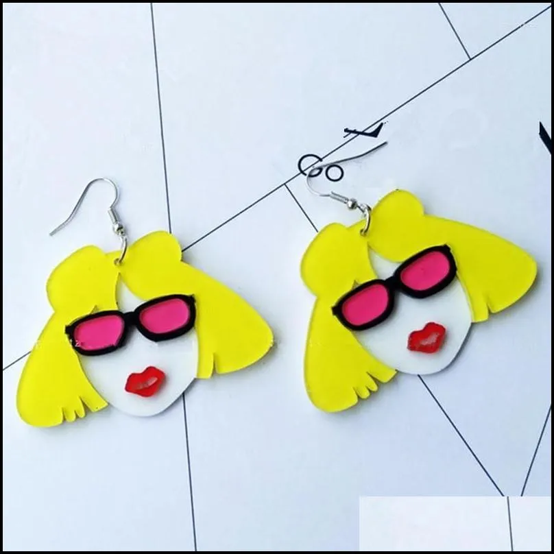 dangle earrings punk cute lady women head drop for hip hop night club acrylic brincos fashion jewelry party gift