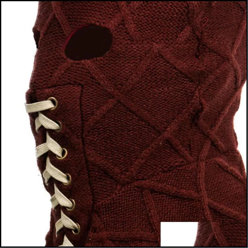 Movie BrightBurn full Head Red Hood Cosplay Scary Horror Creepy knitted Face Breathable Mask Halloween Props 220610