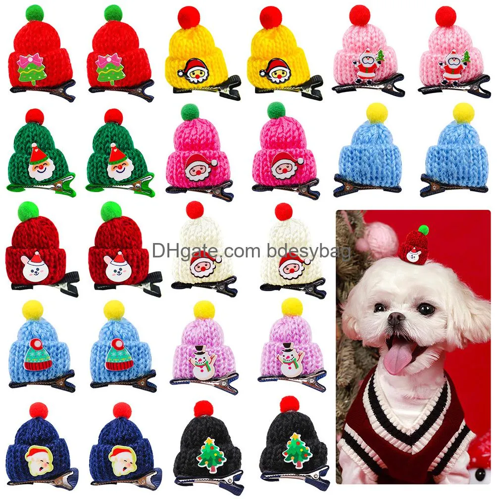 dog apparel christmas style with accessories woolen pet hat holiday decoration hat dog cat christmas pet hat