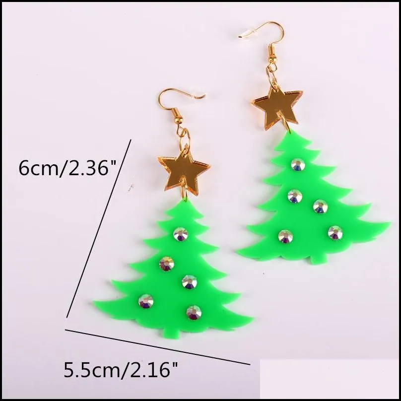 2021 christmas new glitter acrylic christmas trees large drop earrings for women trendy jewelry fashion accessories