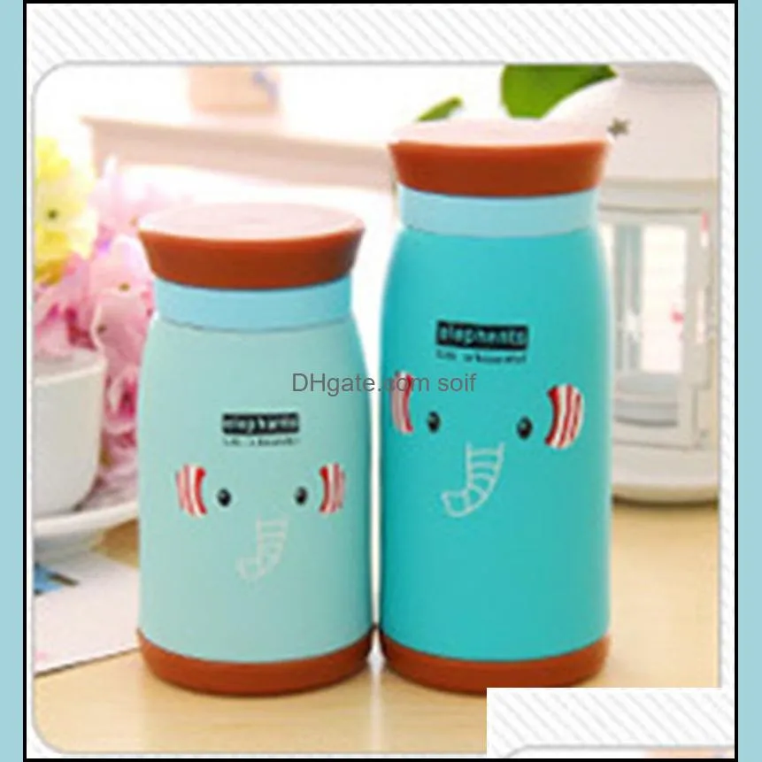 creative children water mug fashion cartoon animal high grade stainless steel vacuum tumbler big belly cup 10 2lk ww