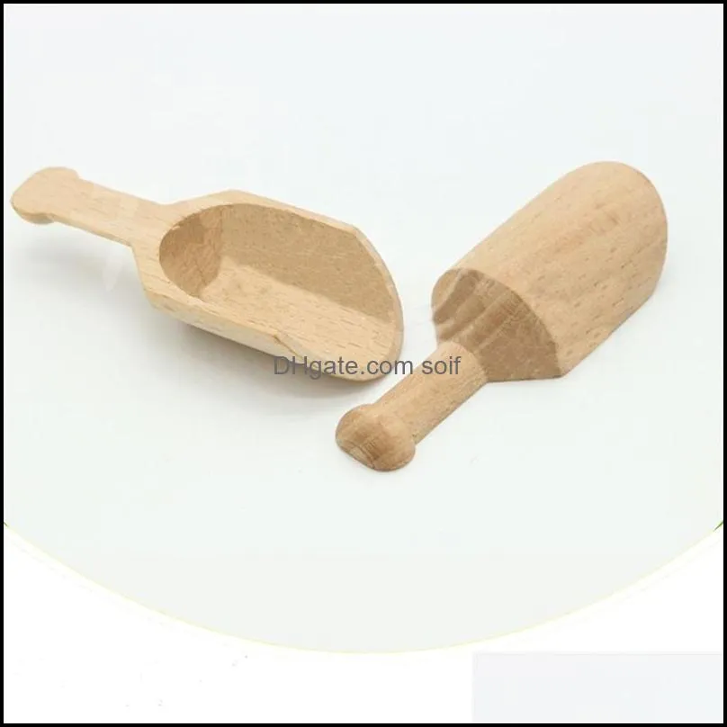 8cm woodiness short handle spoons bath salt coffee bean mini scoops home decorate kitchen ladle