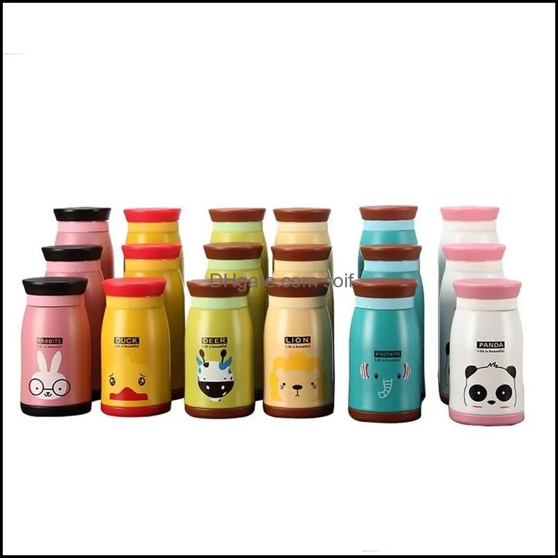 creative children water mug fashion cartoon animal high grade stainless steel vacuum tumbler big belly cup 10 2lk ww