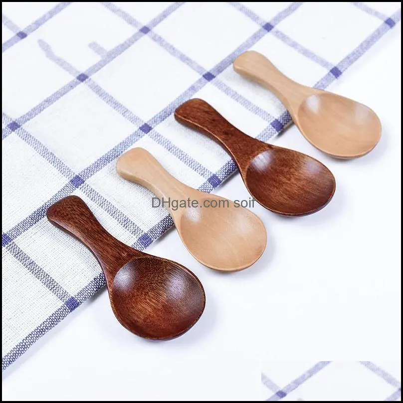 wooden mini baby spoons powdered milk coffee salt spice seasoning scoops kitchen accessories short handle round ladle