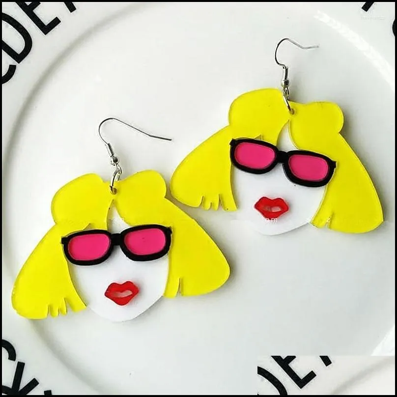 dangle earrings punk cute lady women head drop for hip hop night club acrylic brincos fashion jewelry party gift