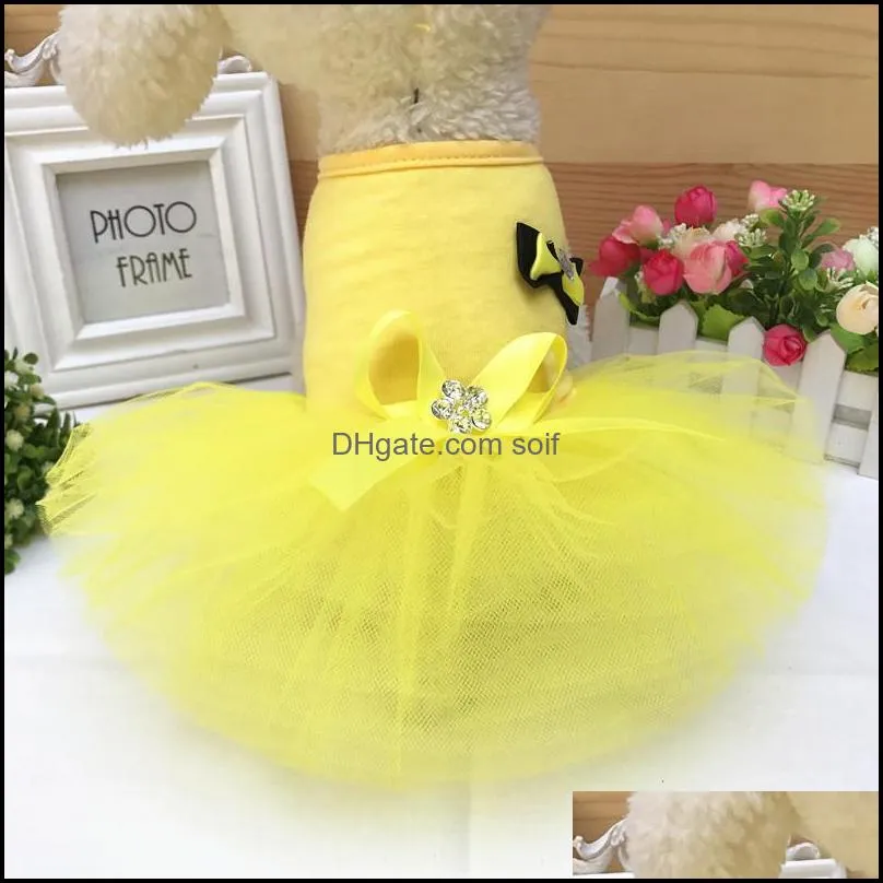 summer pet clothes bow dresses dog apparel dress small princess wedding skirt luxury clothing for dogs soft lace 595 s2