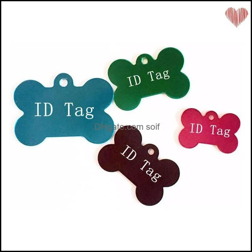 100 pcs/lot mixed colors dog tag double sides bone shaped personalized dog id tags customized cat pet id tags name phone no id card 116