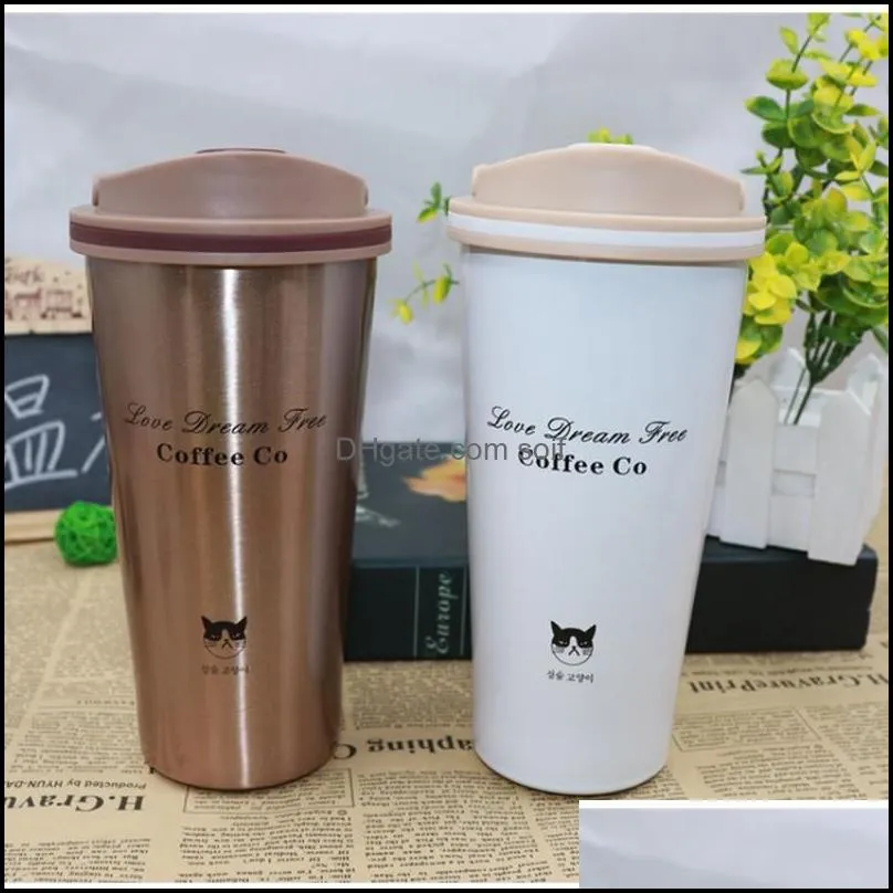 for office worker students mug portable safety stainless steel tumbler double walls vacuum cup colorful