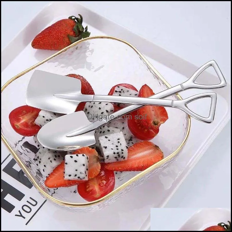 mini shovel shape spoon home hotel party stainless steel fruits scoop ice cream desserts square cusp head ladle