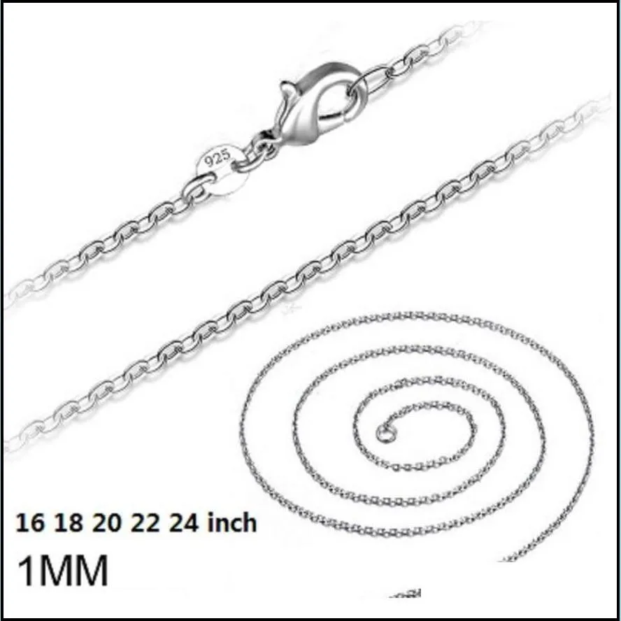 925 sterling sier plated link rolo chain necklace with lobster clasps 16 18 20 22 24inch women o jewelry