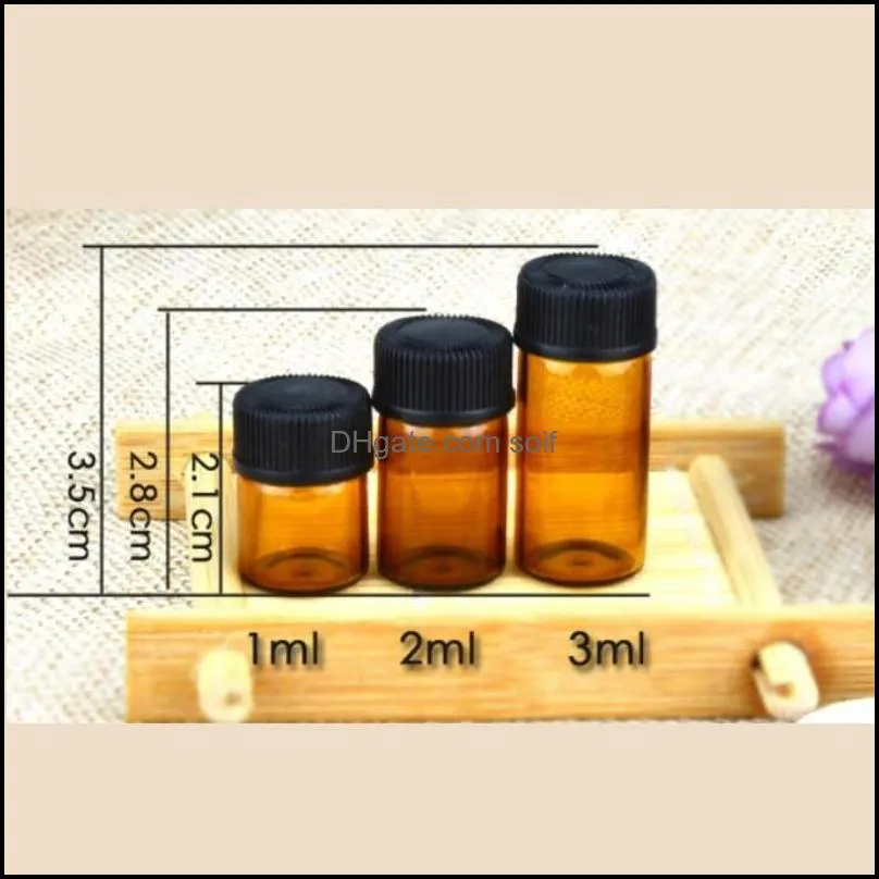 1ml 1/4 dram amber glass  oil bottle perfume sample tubes bottle with plug and caps 5/8 dram