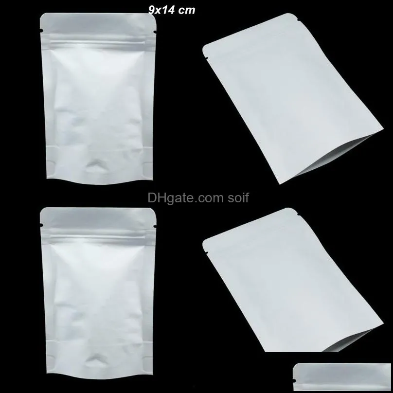 9x14cm stand up kraft paper mylar foil zipper packaging bags white resealable aluminum foil smell proof food pouch foil doypack 428 n2