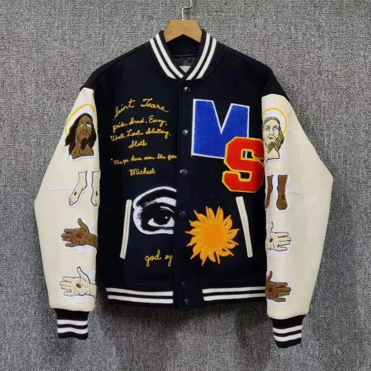High Street Embroidered Coats Men`s Women`s Cotton Baseball Jacket