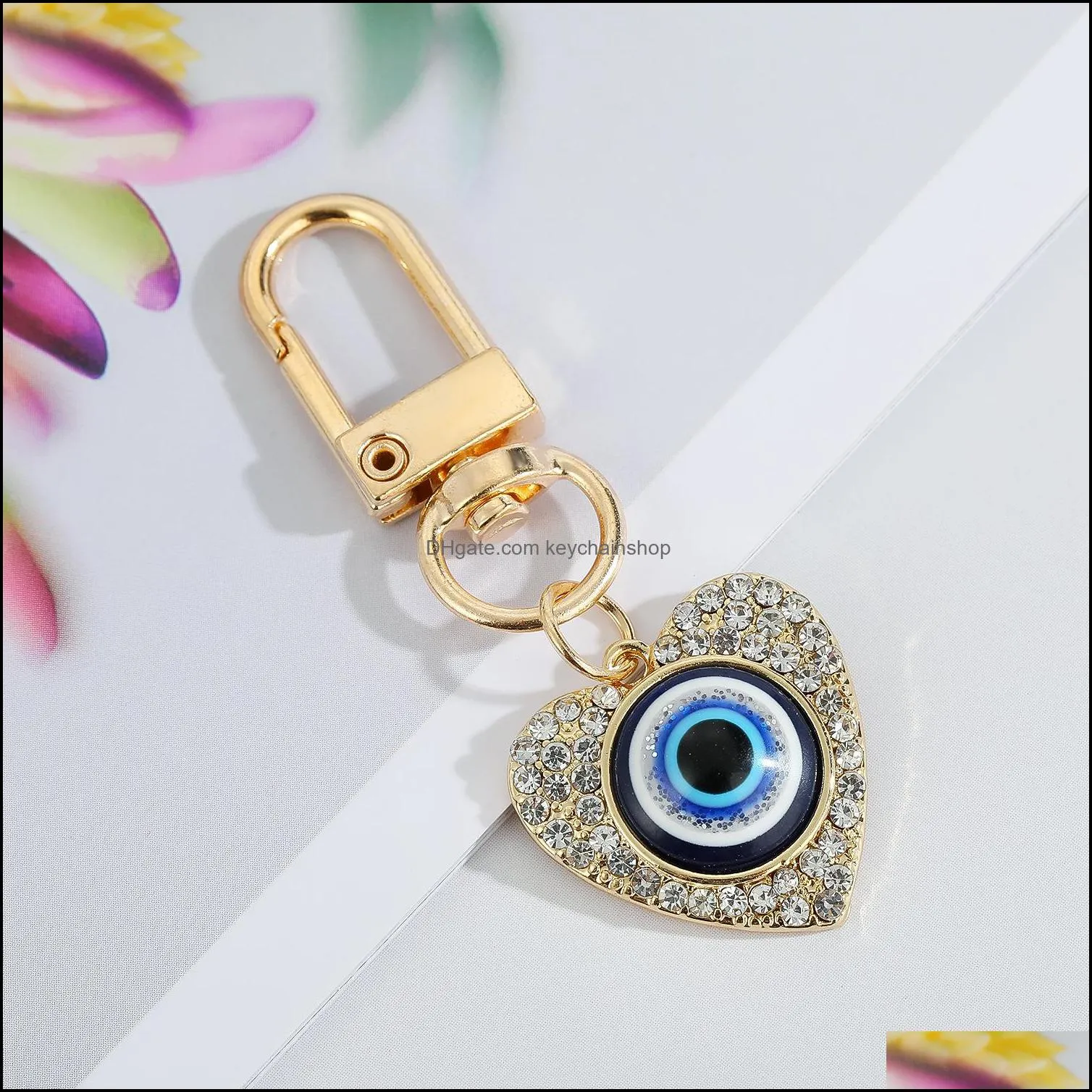 13 Styles Creative Devil Eye Rhinestone Keychain For Men Women Blue Evil Eyes Car Key Ring Bag Pendant Jewelry Accessories Bulk Price