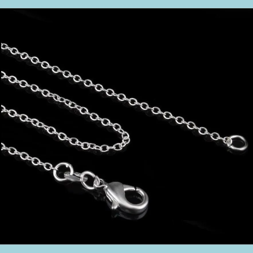 925 sterling sier plated link rolo chain necklace with lobster clasps 16 18 20 22 24inch women o jewelry