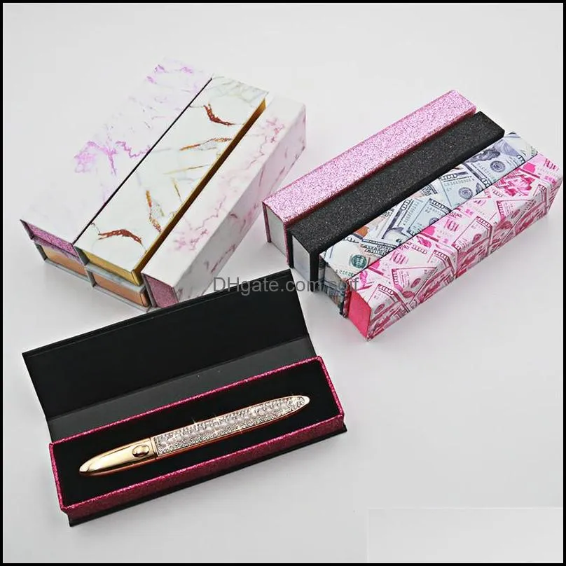 eyeliner pen box magic self adhesive marble pattern makeup lash gule pen package case custom eyeliner pencil box 187 n2