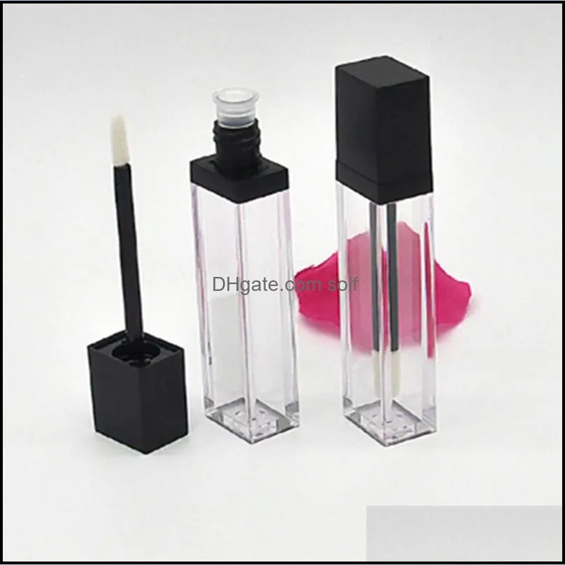 7ml clear square plastic lip gloss tubes empty lipgloss sample container cosmetic lip glaze packaging bottle 373 n2