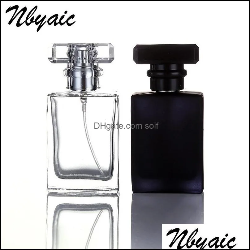 30ml glass perfume spray bottles portable atomizer empty refillable clear black travel cosmetic container parfum empty bottles 2137 v2