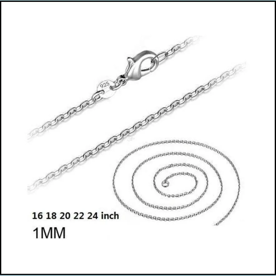 925 sterling sier plated link rolo chain necklace with lobster clasps 16 18 20 22 24inch women o jewelry