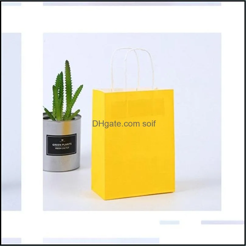 shopping bags kraft paper multifunction soft color with handles festival gift packaging bag 21x15x8cm