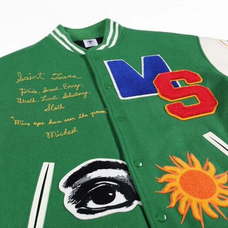 High Street Embroidered Coats Men`s Women`s Cotton Baseball Jacket