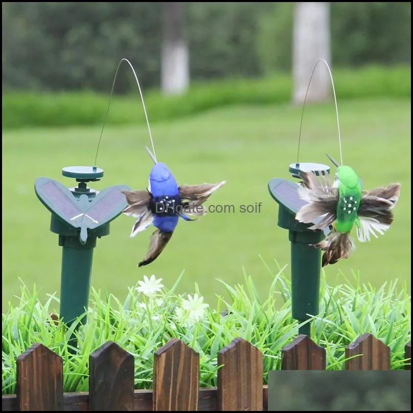 solar power dancing fly butterflies fluttering vibration hummingbird flying birds yard decoration funny toys