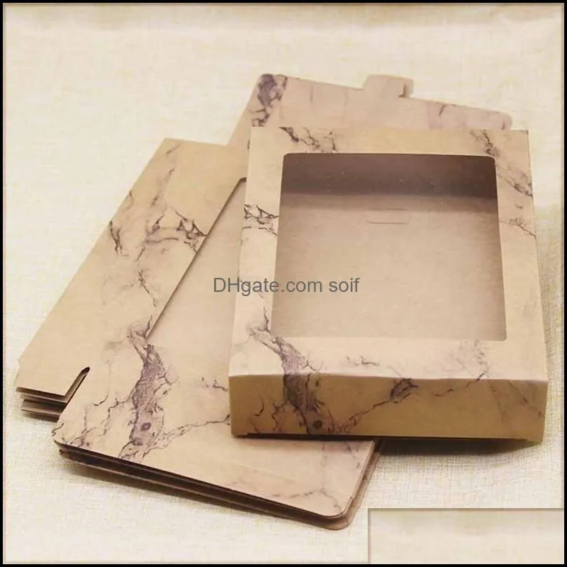 package box with window diy handmade gifts box with window marbling flower pattern kraft candy boxes 186 n2