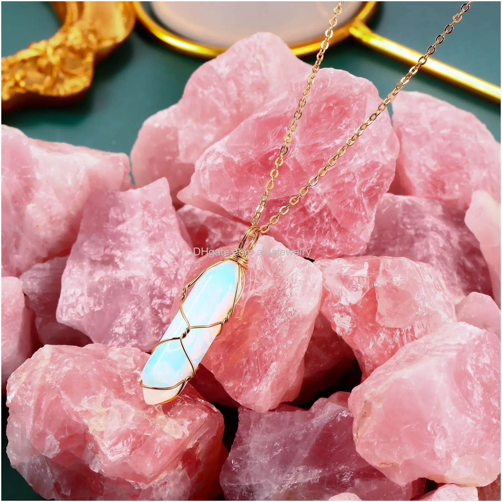 crystal necklaces healing stones spiritual pendant natural gemstone jewelry with adjustable chain for women girls