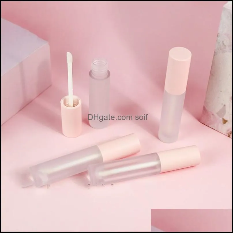 circular frosted lipgloss tube plastic hot stamping empty clear lip gloss lipstick lipglaze container eyelash eyeliner