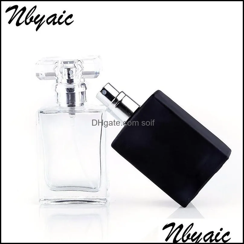 30ml glass perfume spray bottles portable atomizer empty refillable clear black travel cosmetic container parfum empty bottles 2137 v2