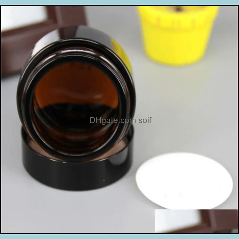 brown amber glass cream jar black lid 515 30 50 100g cosmetic jar packaging sample eye cream 236 j2